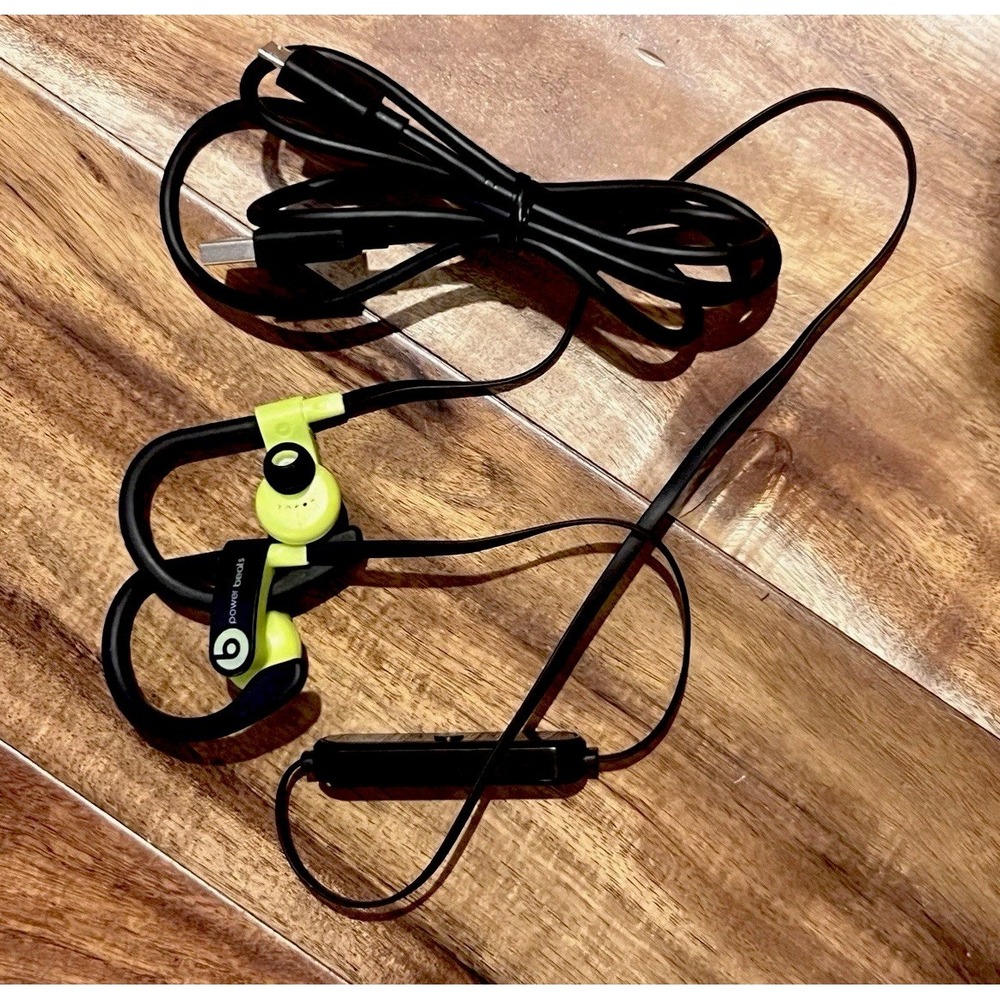 Beats Powerbeats2 Wireless Bluetooth Sport Earphones Black Lime Green w/ Cable